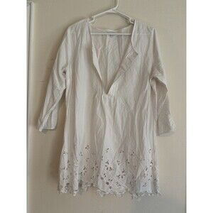 Gap Body Large Top 100% Cotton Boho Embroidered Tunic Cottage Lagenlook Whimsy
